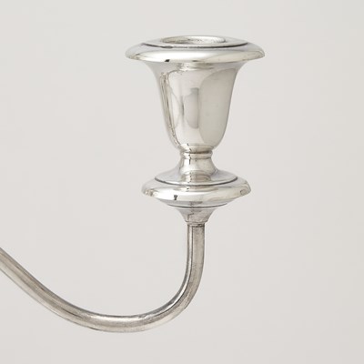 Lot 222 - Pair of American Sterling Silver Three Light Candelabra