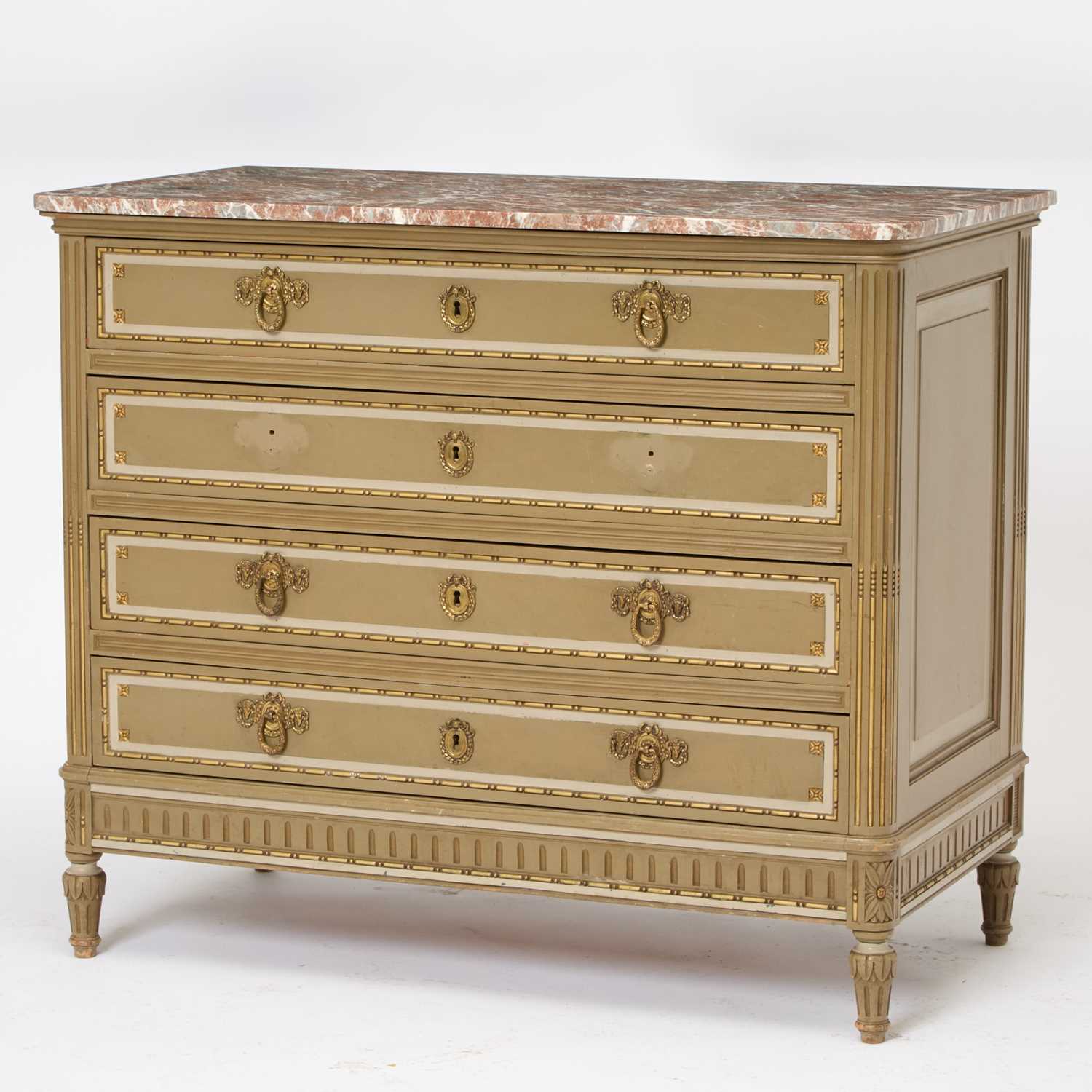 Lot 268 - Louis XVI Style Marble Top Painted Commode