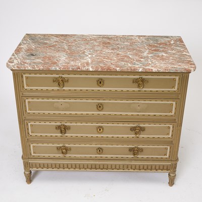 Lot 268 - Louis XVI Style Marble Top Painted Commode
