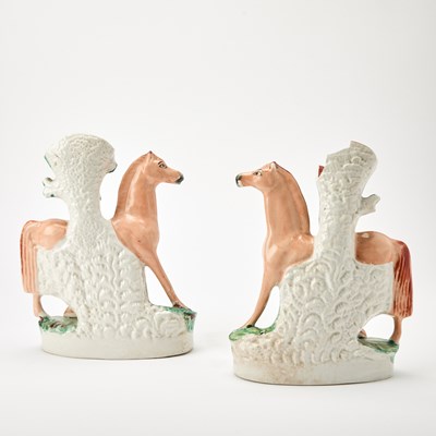 Lot 90 - Pair of Staffordshire Spill Vase Groups of a Horse and its Foal