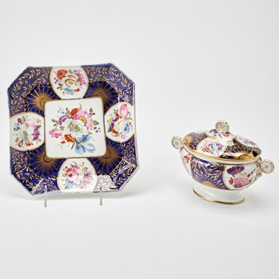 Lot 148 - English Porcelain Blue-Ground Part Dessert Service