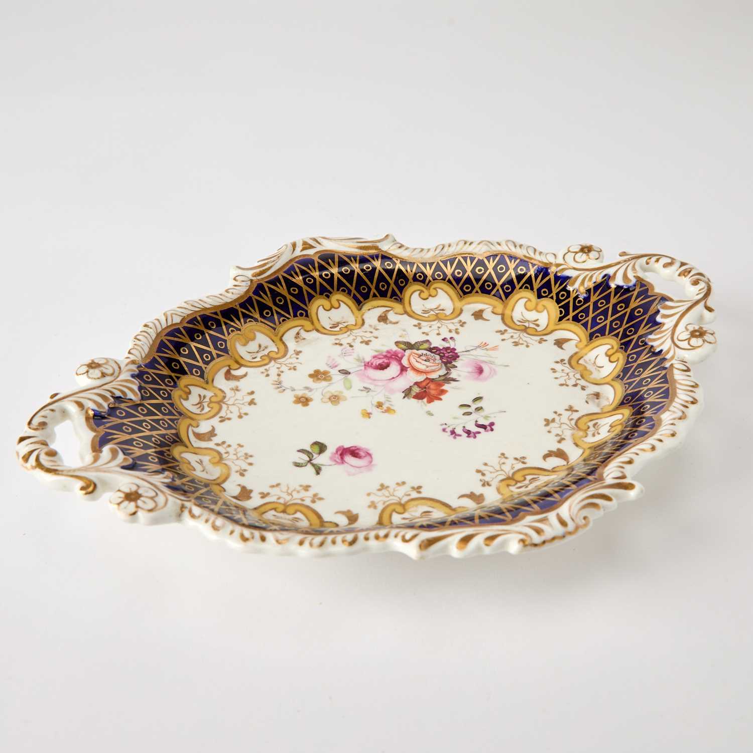 Lot 106 - English Porcelain Blue-Ground Shaped Oval Dish