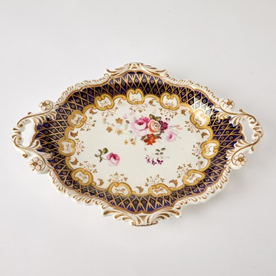 Lot 106 - English Porcelain Blue-Ground Shaped Oval Dish