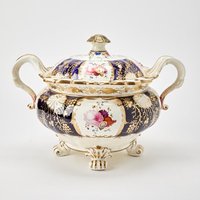Lot 149 - English Porcelain Blue-Ground Soup Tureen, Cover and Stand