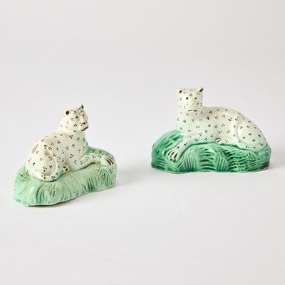 Lot 99 - Four English Pottery Figures of Leopards