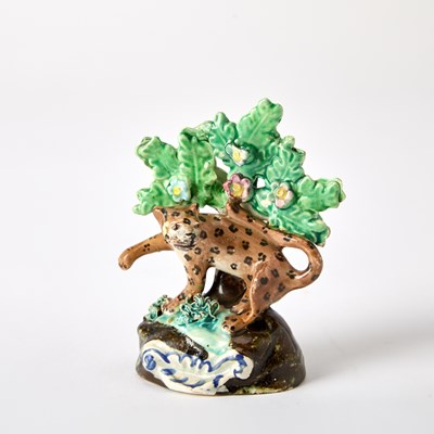 Lot 99 - Four English Pottery Figures of Leopards