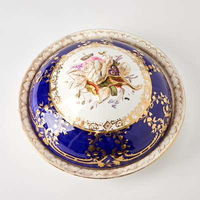 Lot 150 - Pair of English Porcelain Blue-Ground Vegetable Dishes and Covers