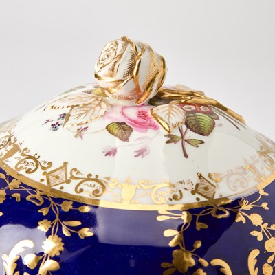 Lot 150 - Pair of English Porcelain Blue-Ground Vegetable Dishes and Covers