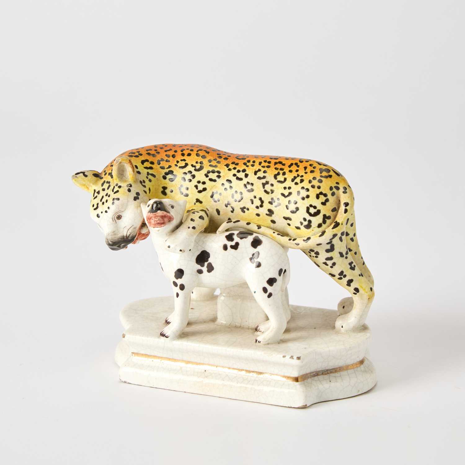 Lot 102 - Staffordshire Group of a Leopard and Cub