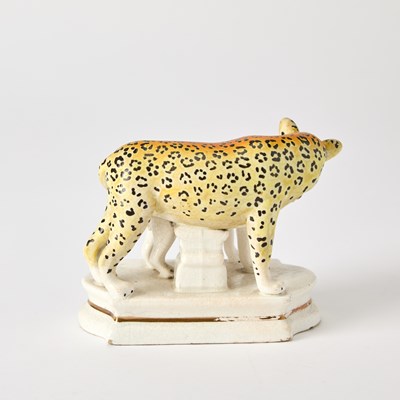 Lot 102 - Staffordshire Group of a Leopard and Cub