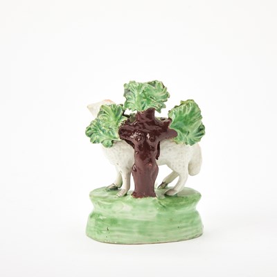 Lot 100 - Staffordshire Pearlware Group of a Sheep and Lamb