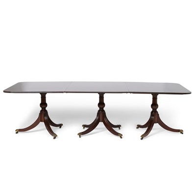 Lot 132 - George III Style Carved Mahogany Triple-Pedestal Dining Table