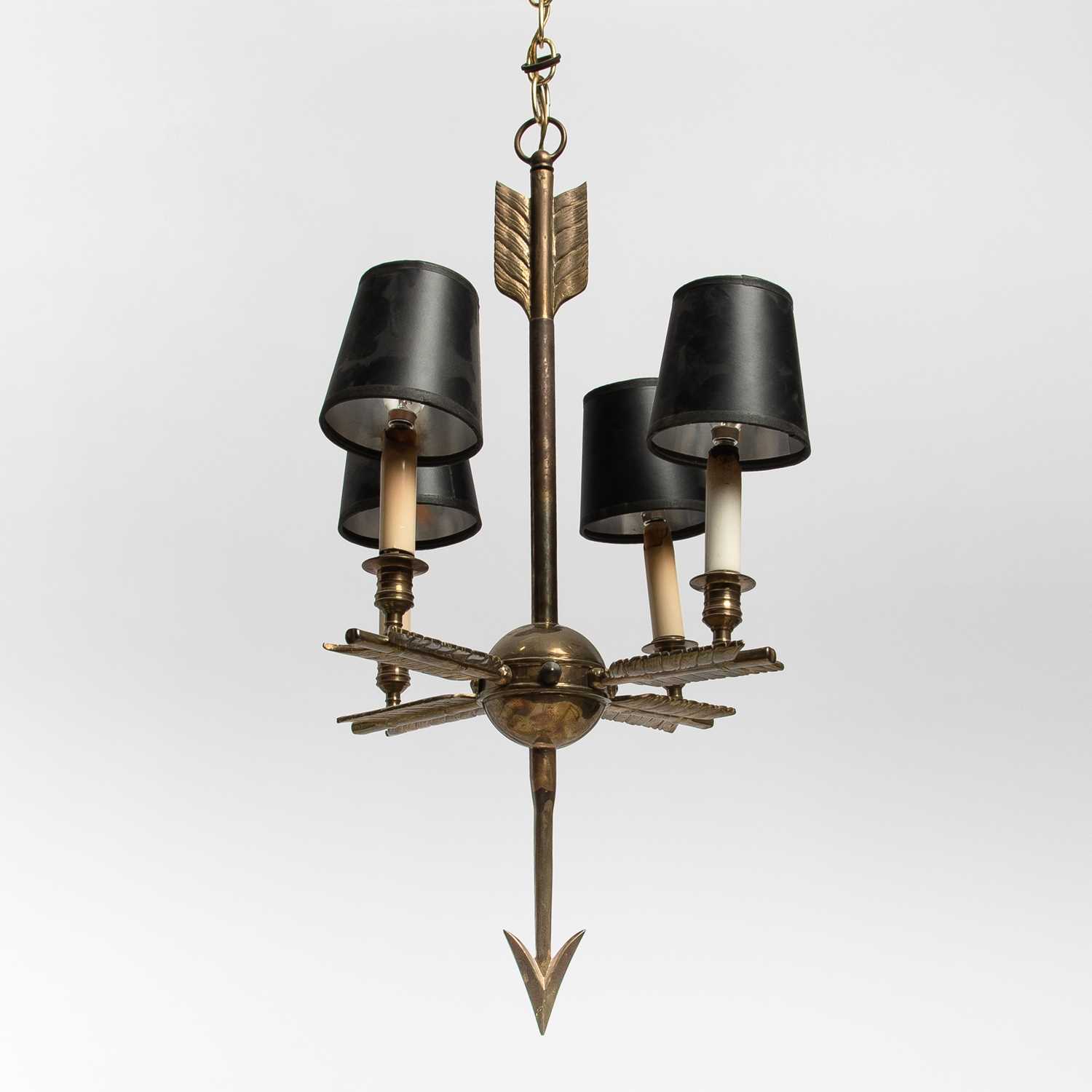 Lot 259 - Neoclassical Style Four-Light Brass Chandelier