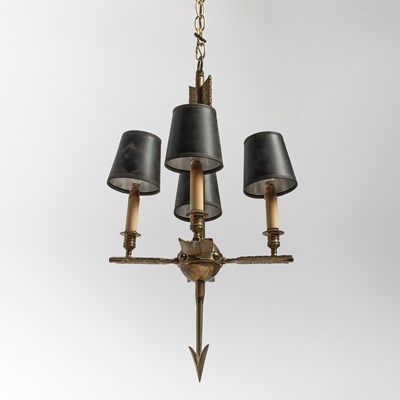Lot 259 - Neoclassical Style Four-Light Brass Chandelier