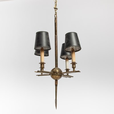 Lot 259 - Neoclassical Style Four-Light Brass Chandelier