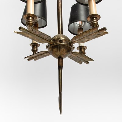 Lot 259 - Neoclassical Style Four-Light Brass Chandelier