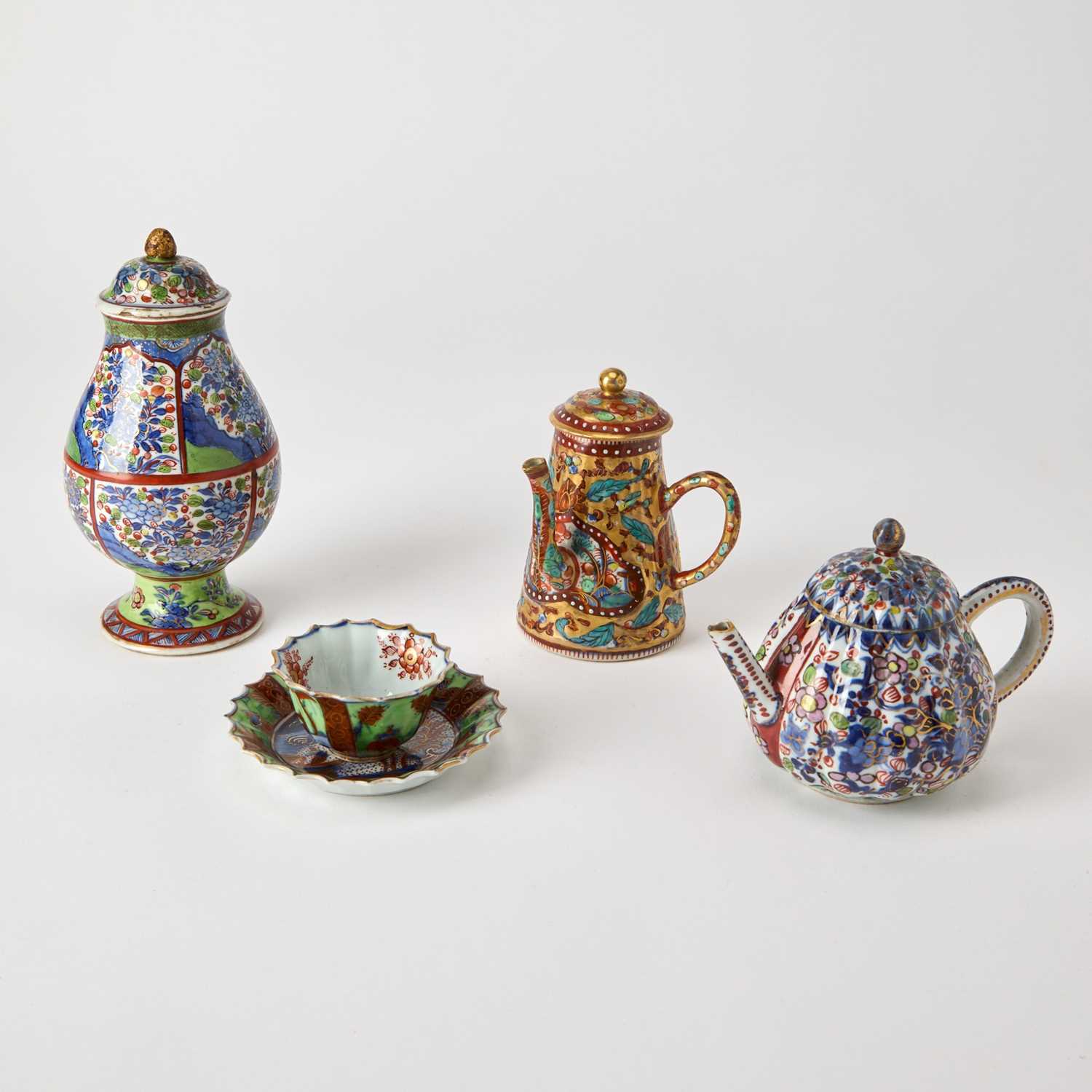 Lot 143 - Group of "Clobbered" Porcelain Teawares