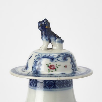 Lot 128 - Pair of Chinese Export Porcelain Covered Vases
