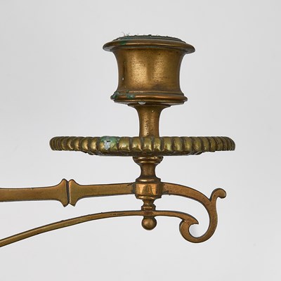Lot 142 - Pair of English Porcelain and Brass-Mounted Single-Branch Wall-Lights