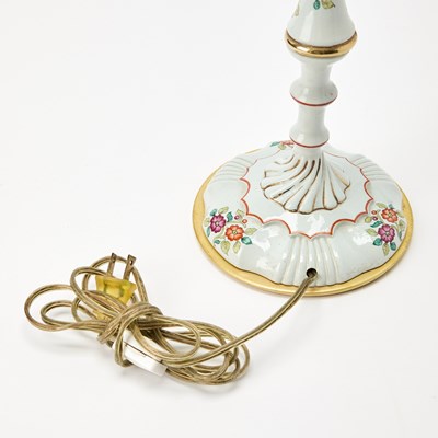 Lot 191 - Pair of Staffordshire Enamel Candlesticks as Lamps