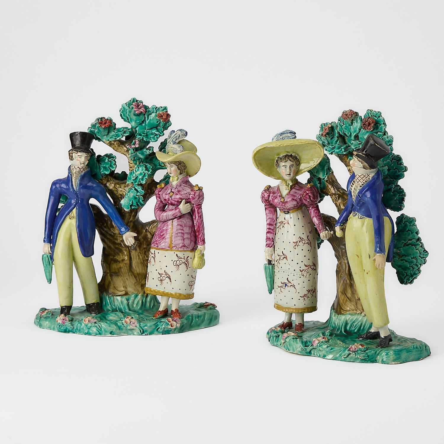 Lot 85 - Two Staffordshire Pearlware Group of a Courting Couples