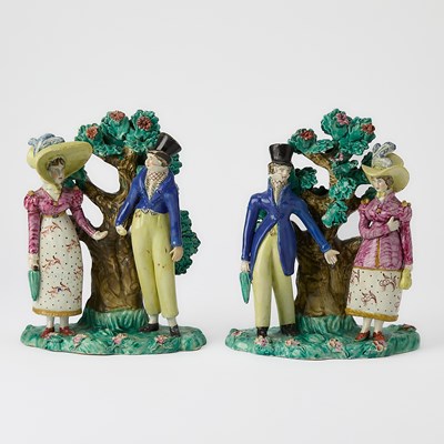 Lot 85 - Two Staffordshire Pearlware Group of a Courting Couples