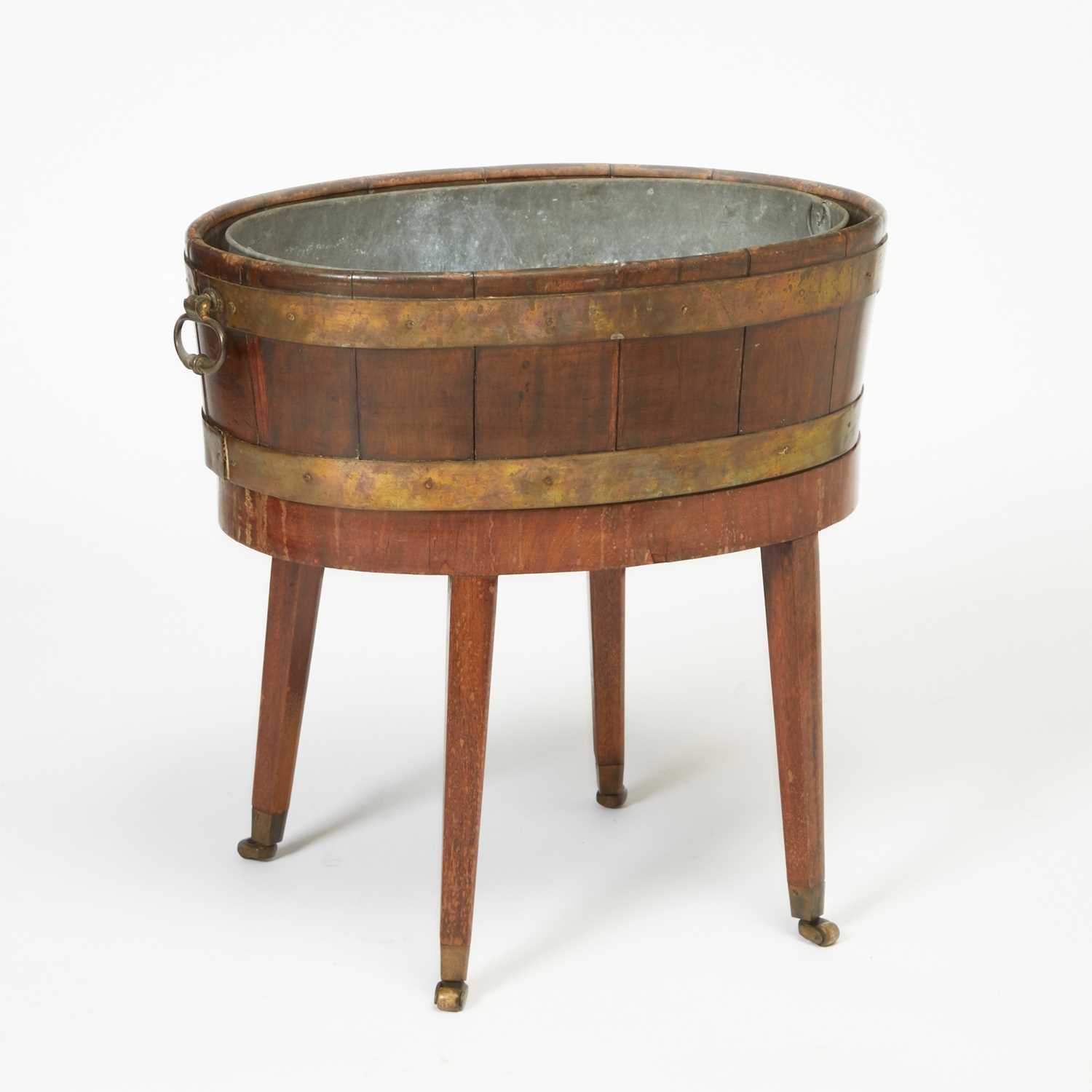Lot 141 - Brass Bound Mahogany Jardiniere on Stand