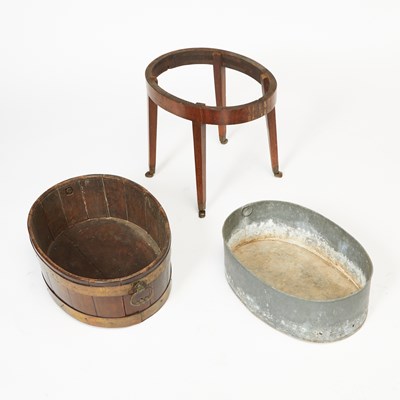 Lot 141 - Brass Bound Mahogany Jardiniere on Stand
