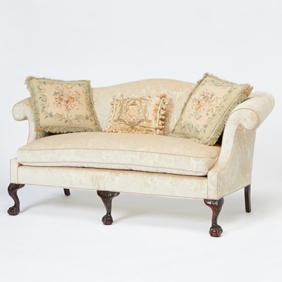 Lot 174 - Pair of Chippendale Style Upholstered Mahogany Settees
