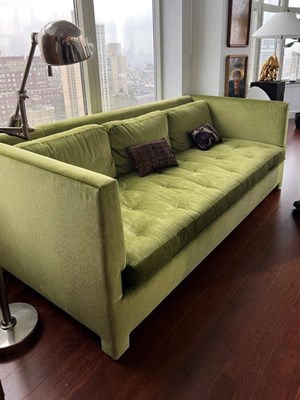 Lot 204 - Green Scalamandré Velvet Upholstered Loose Cushion Sofa