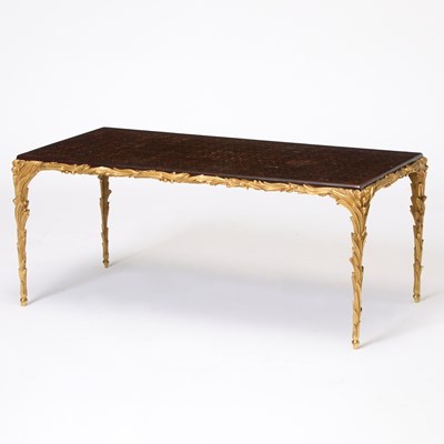 Lot 200 - Maison Jansen Style Black Lacquer Inset Gilt Metal Coffee Table