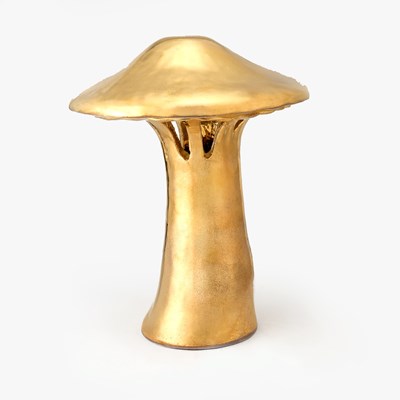 Lot 199 - Atelier AVM Metallic Gold Plated Ceramic Mushroom Table Lamp