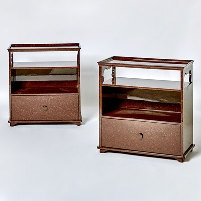 Lot 223 - Pair of The Lacquer Company Faux Porphyry Side Cabinets