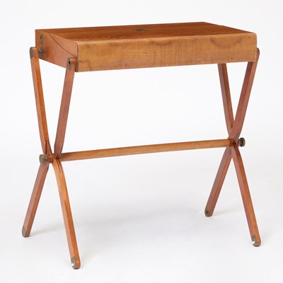 Lot 238 - Rena Dumas and Peter Coles for Hermés Leather, Pear and Brass "Pippa" Folding Desk