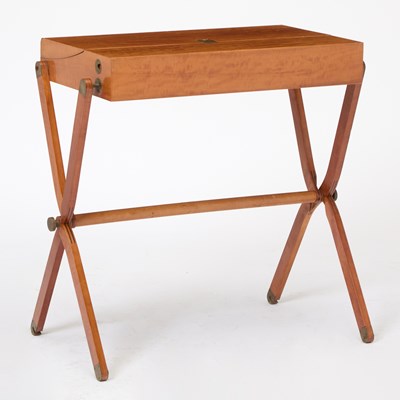 Lot 238 - Rena Dumas and Peter Coles for Hermés Leather, Pear and Brass "Pippa" Folding Desk