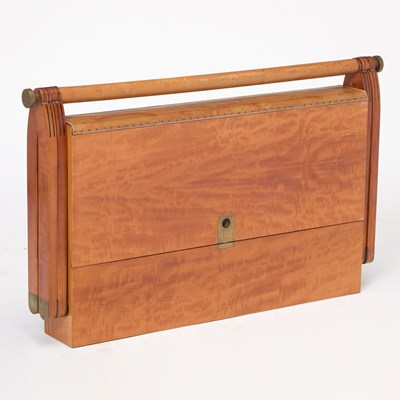 Lot 238 - Rena Dumas and Peter Coles for Hermés Leather, Pear and Brass "Pippa" Folding Desk