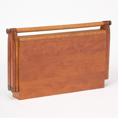 Lot 238 - Rena Dumas and Peter Coles for Hermés Leather, Pear and Brass "Pippa" Folding Desk