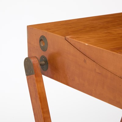 Lot 238 - Rena Dumas and Peter Coles for Hermés Leather, Pear and Brass "Pippa" Folding Desk