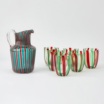 Lot 216 - Gio Ponti for Venini Murano Hand-Blown Glass " a Canne" Pitcher