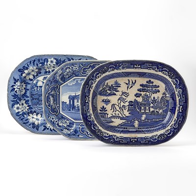 Lot 198 - J. & W. Ridgway Staffordshire Blue and White Transfer Decorated Pottery Platter