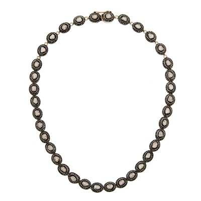 Lot 1218 - Indian Silver, Gold and Foil-Back Diamond and Diamond Necklace