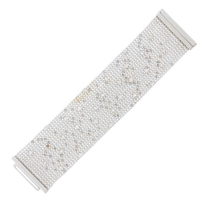 Lot 71 - Multistrand White Gold and Diamond Bracelet