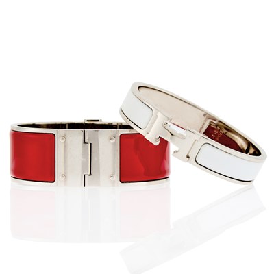 Lot 1270 - Hermès Pair of Gilt-Metal and Enamel Bangle Bracelets