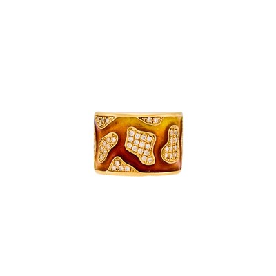 Lot 1004 - Wide Gold, Enamel and Diamond Ring