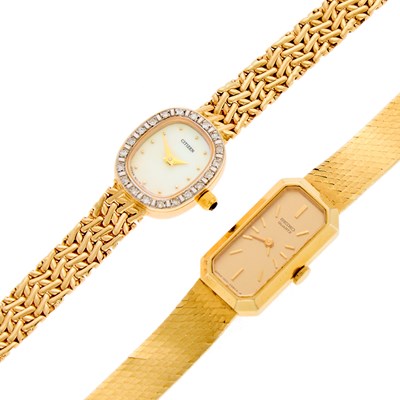 Lot 1200 - Seiko Gold Wristwatch and Citizen Gold and Diamond Wristwatch
