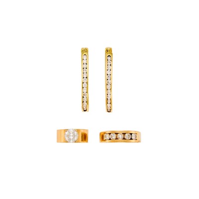 Lot 1162 - Group of Gold, Simulated Diamond and Diamond Jewelry