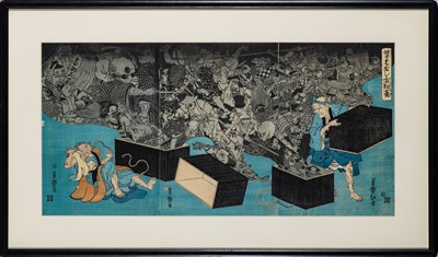 Lot 176 - A Japanese Woodblock Triptych by Utagawa Yoshimori