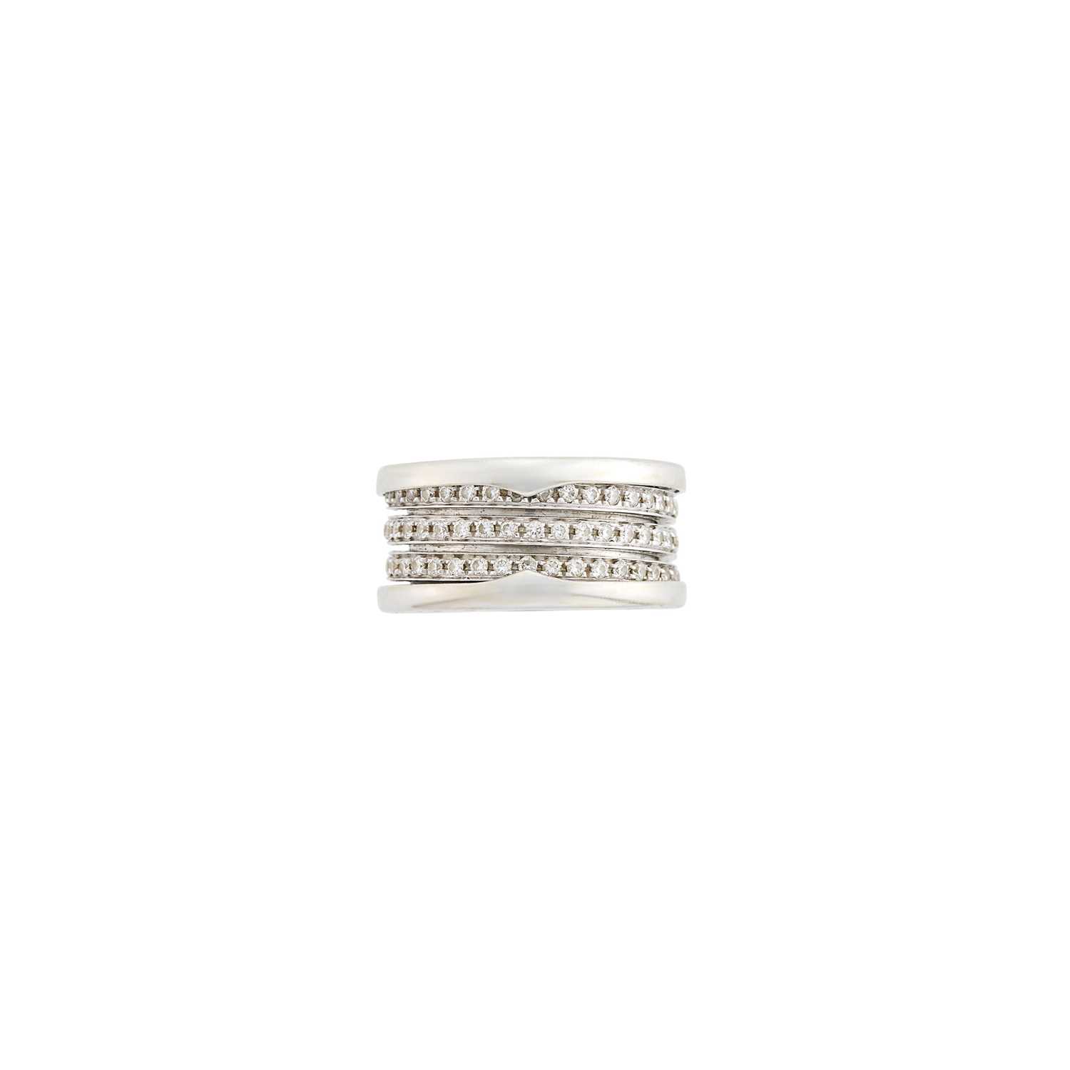 Lot 67 - Bulgari Wide White Gold and Diamond 'B.Zero1' Band Ring
