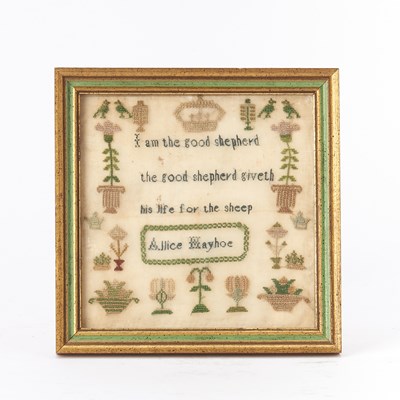 Lot 375 - Miniature Needlework Sampler "Allice Mayhoe"