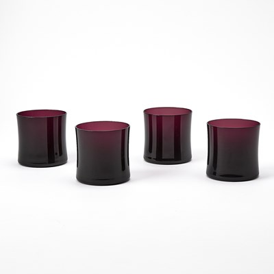 Lot 214 - Set of Four Armani Casa Mold-Blown Glass "Nelson" Pattern Tumblers